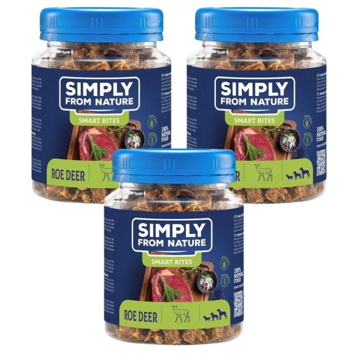 SIMPLY FROM NATURE Smart Bites Reh für Hunde 3x130 g