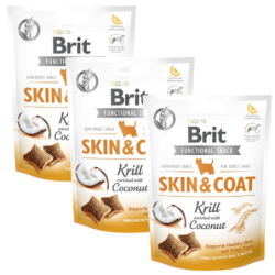 BRIT Care Dog Functional Snack skin&amp,coat Krill 3x150 g