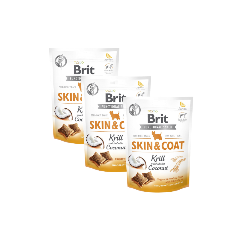 BRIT Care Dog Functional Snack skin&amp,coat Krill 3x150 g