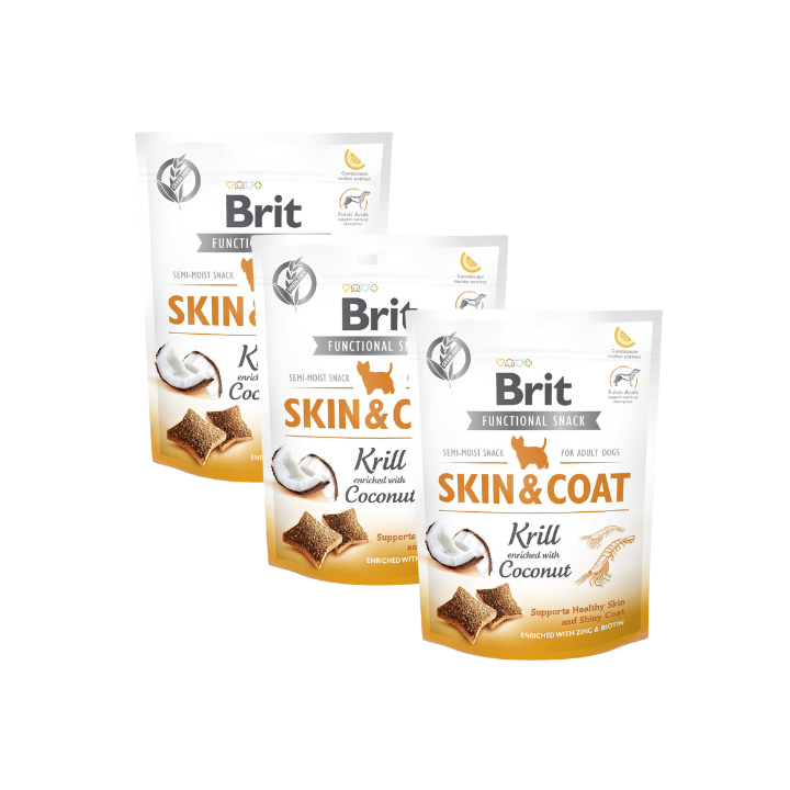 BRIT Care Dog Functional Snack skin&amp,coat Krill 3x150 g