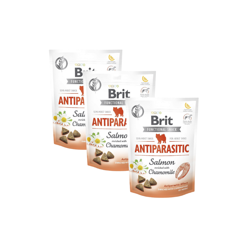 BRIT Care Dog Functional snack antiparasitic 3x150 g Anti-Parasiten-Leckerbissen mit Lachs