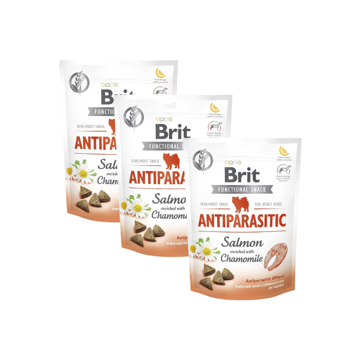 BRIT Care Dog Functional snack antiparasitic 3x150 g Anti-Parasiten-Leckerbissen mit Lachs