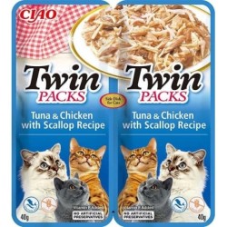 INABA Twin Thunfisch mit Huhn und Jakobsmuscheln in Brühe für Katzen 2x40 g