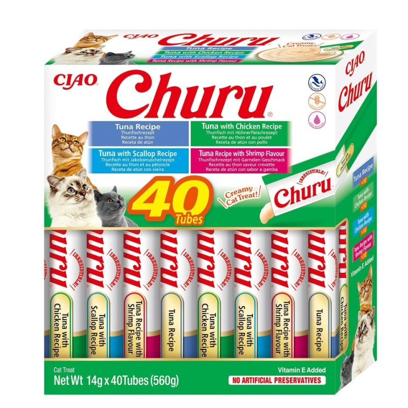 INABA Churu Variety Seafood Meeresfrüchte für Katzen Multibox 40x14 g (560 g)