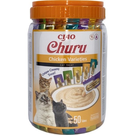 INABA Churu Variety Chicken Huhn für Katzen Glas 50x14g (700g)