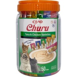 INABA Churu Variety Tuna&amp,Chicken Thunfisch mit Huhn für Katzen Dose 50x14g (700g)