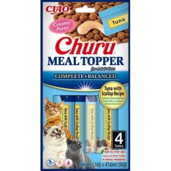 INABA Meal Topper Tuna Scallop 4x14 g cremiger Zusatz von Thunfisch und Jakobsmuschel im Katzenfutter