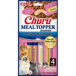 INABA Meal Topper Tuna Salmon 4x14 g cremige Ergänzung mit Thunfisch und Lachs für Katzen