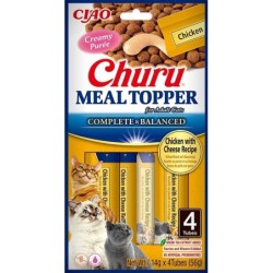 INABA Meal Topper Chicken Cheese 4x14 g cremiges Huhn und Käse als Ergänzung zum Katzenfutter