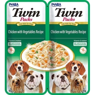 INABA Dog Twin Huhn, Gemüse in Brühe für Hunde 2x40 g