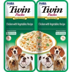 INABA Dog Twin Huhn, Gemüse in Brühe für Hunde 2x40 g