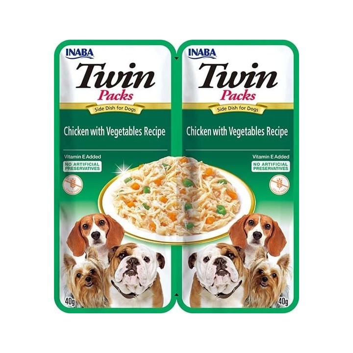 INABA Dog Twin Huhn, Gemüse in Brühe für Hunde 2x40 g