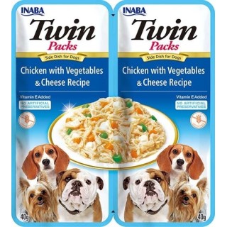 INABA Dog Twin Hühnerfleisch, Gemüse und Käse in Bouillon für Hunde 2x40 g