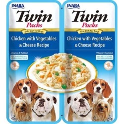 INABA Dog Twin Hühnerfleisch, Gemüse und Käse in Bouillon für Hunde 2x40 g