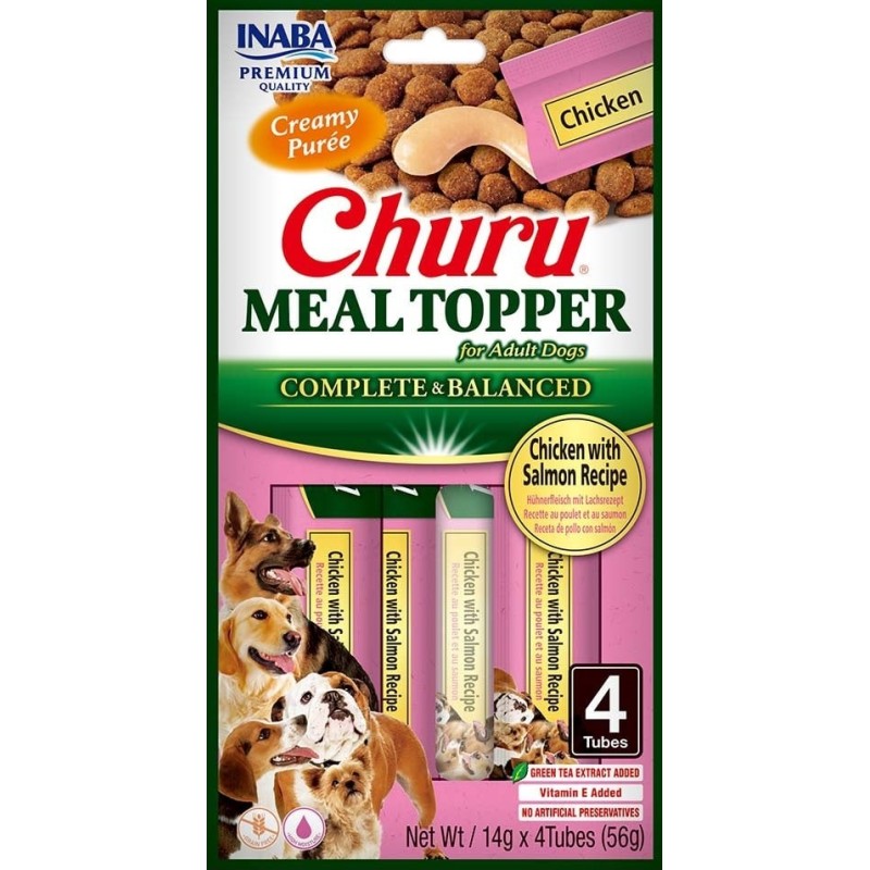 INABA Dog Meal Topper Chicken Salmon 4x14 g Creamy Huhn und Lachs Hundefutter Ergänzung