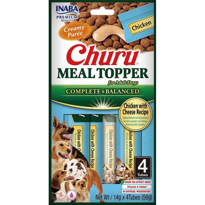 INABA Dog Meal Topper Chicken Cheese 4x14 g Cremiges Hühnerfleisch und Käse als Zusatz für Hundefutter