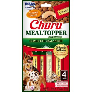 INABA Dog Meal Topper Chicken Beef 4x14 g Creamy Huhn und Rindfleisch Hundefutter Ergänzung