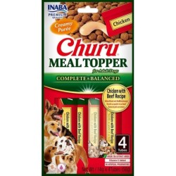INABA Dog Meal Topper Chicken Beef 4x14 g Creamy Huhn und Rindfleisch Hundefutter Ergänzung