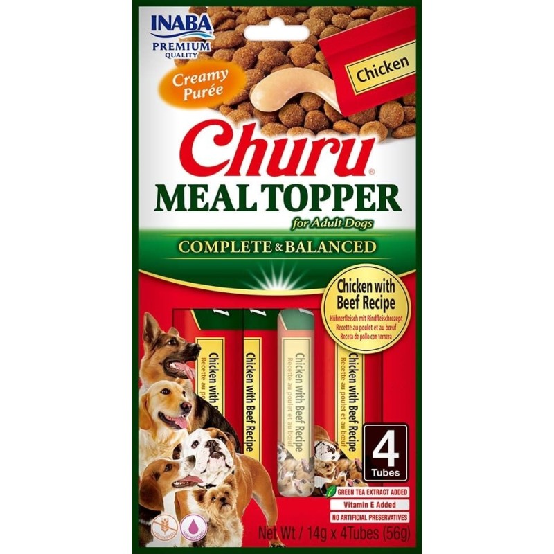 INABA Dog Meal Topper Chicken Beef 4x14 g Creamy Huhn und Rindfleisch Hundefutter Ergänzung