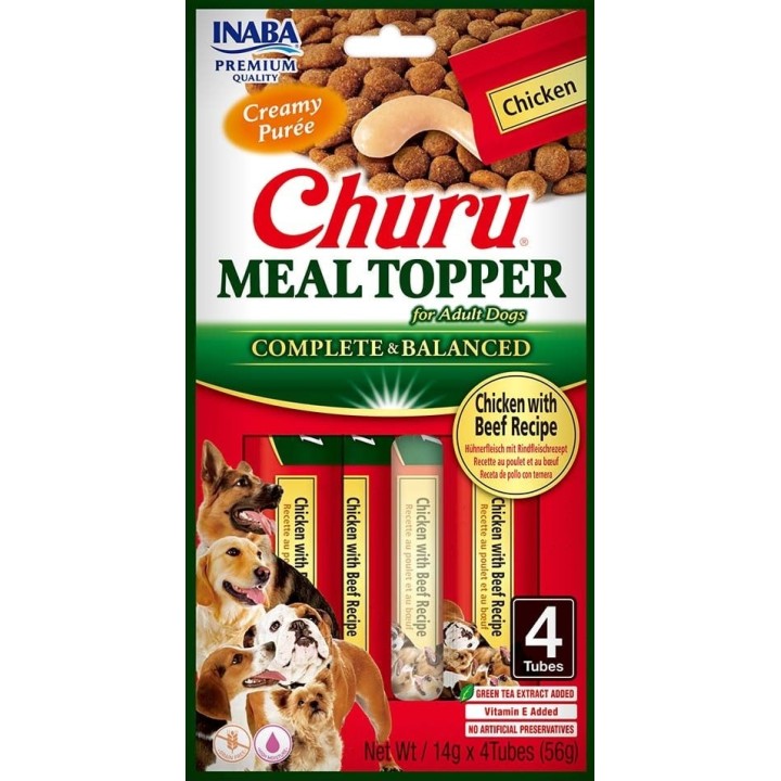 INABA Dog Meal Topper Chicken Beef 4x14 g Creamy Huhn und Rindfleisch Hundefutter Ergänzung