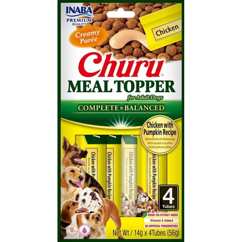 INABA Dog Meal Topper Chicken Pumpkin 4x14 g cremiger Zusatz von Huhn und Kürbis für Hundefutter