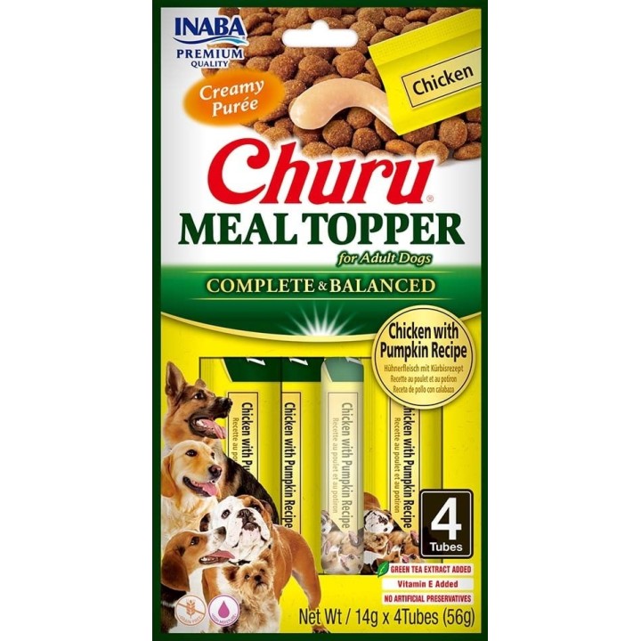INABA Dog Meal Topper Chicken Pumpkin 4x14 g cremiger Zusatz von Huhn und Kürbis für Hundefutter