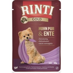 RINTI Chicken Pure&amp,Duck Mini Huhn und Ente Beutel für kleine Rassen 100 g