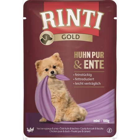 RINTI Chicken Pure&amp,Duck Mini Huhn und Ente Beutel für kleine Rassen 100 g