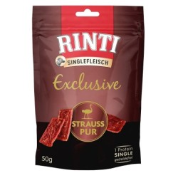 RINTI Singlefleisch Exclusive Snack Ostrich Straußenleckerli für Hunde 50 g