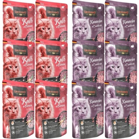LEONARDO Finest Selection Kaninchen + Cranberries 6x85 g + Kalb + Gemüse 6x85 g