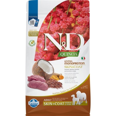 FARMINA N&amp,D Quinoa Dog Adult Medium Maxi Skin and Coat Venison Coconut 2,5 kg
