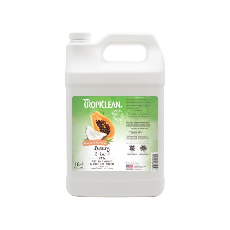TROPICLEAN Papaya Coconut Shampoo and Conditioner 3.8L Shampoo und Conditioner für Hunde und Katzen