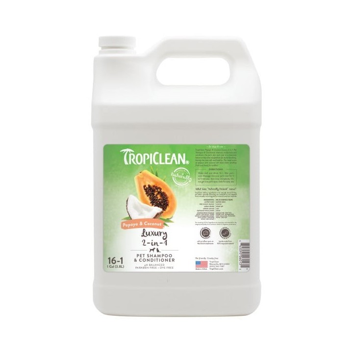 TROPICLEAN Papaya Coconut Shampoo and Conditioner 3.8L Shampoo und Conditioner für Hunde und Katzen