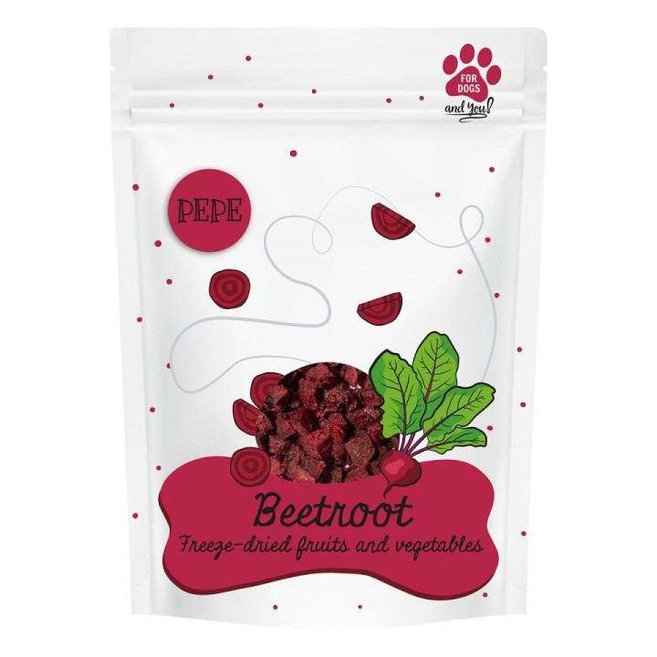 PAKA ZWIERZAKA PEPE Freeze-dried Gefriergetrocknetes Rote-Bete-Gemüse für Hunde 25 g