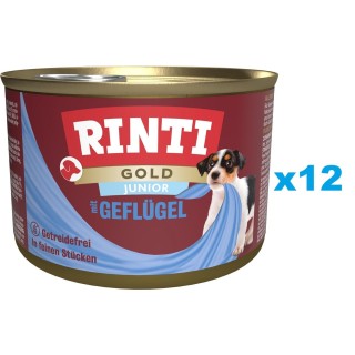 RINTI Gold Junior Poultry Mini Geflügel für Welpen kleiner Rassen 12x185 g