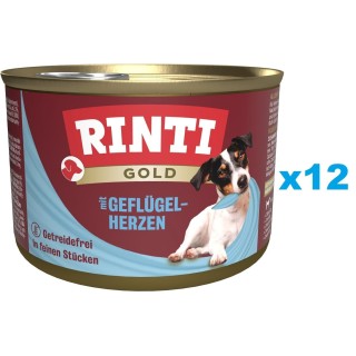 RINTI Gold Poultry hearts Mini Geflügelherzen für kleine Hunderassen 12x185 g