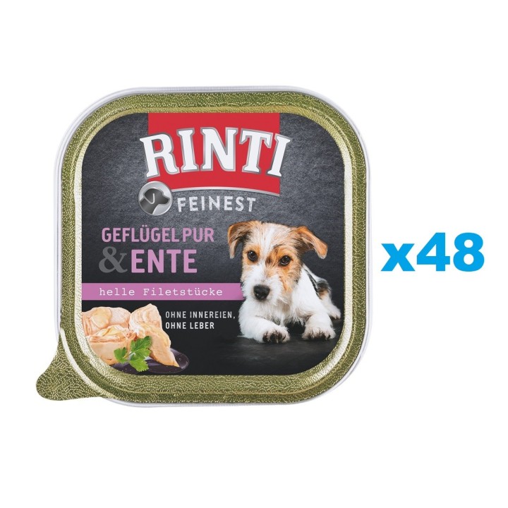 RINTI Feinest Poultry Pure&amp,Duck Geflügel und Ente 48x150 g