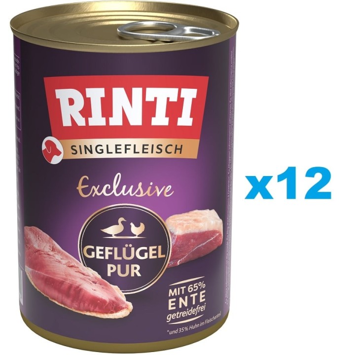 RINTI Singlefleisch Exclusive Poultry Pure Monoprotein Geflügel 12x400 g