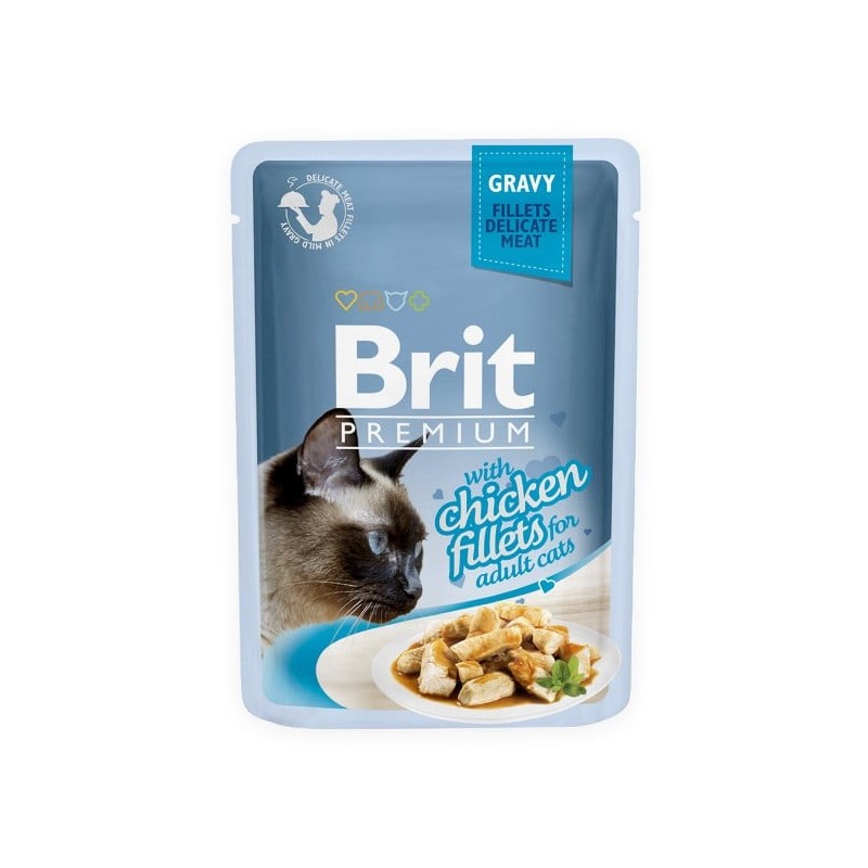 BRIT Premium Cat Fillets in Gravy Huhn Nassfutter für Katzen 24x85g