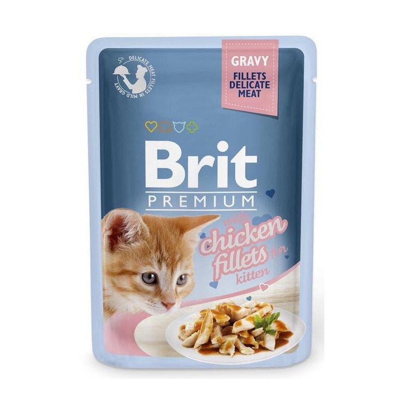 BRIT Premium Cat Fillets in Gravy Kitten Huhn Nassfutter für Kätzchen 24x85g