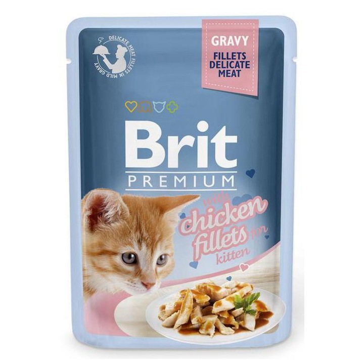 BRIT Premium Cat Fillets in Gravy Kitten Huhn Nassfutter für Kätzchen 24x85g