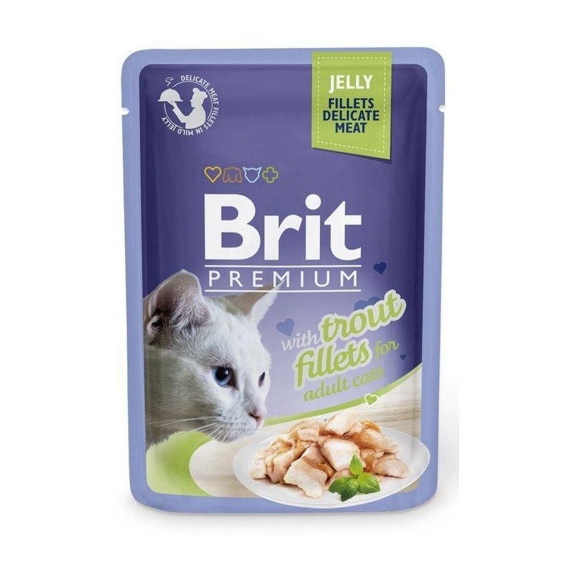 BRIT Premium Cat Fillets in Jelly Nassfutter mit Forelle für Katzen 24x85g