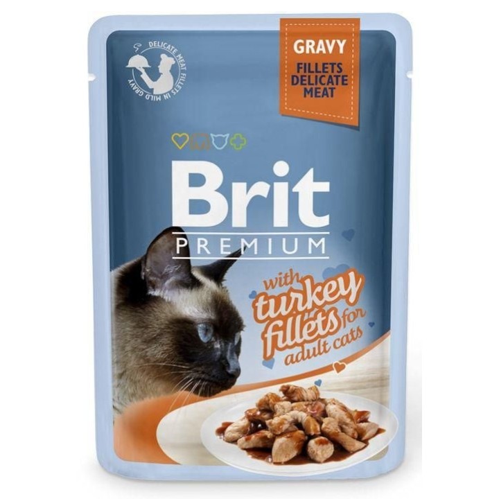 BRIT Premium Cat Fillets in Gravy Truthahn Nassfutter für Katzen 24x85g
