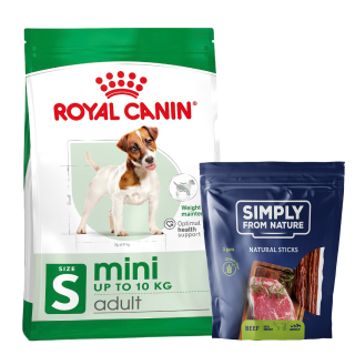 ROYAL CANIN Mini Adult 8kg + SIMPLY FROM NATURE mit Rind 3 Stück