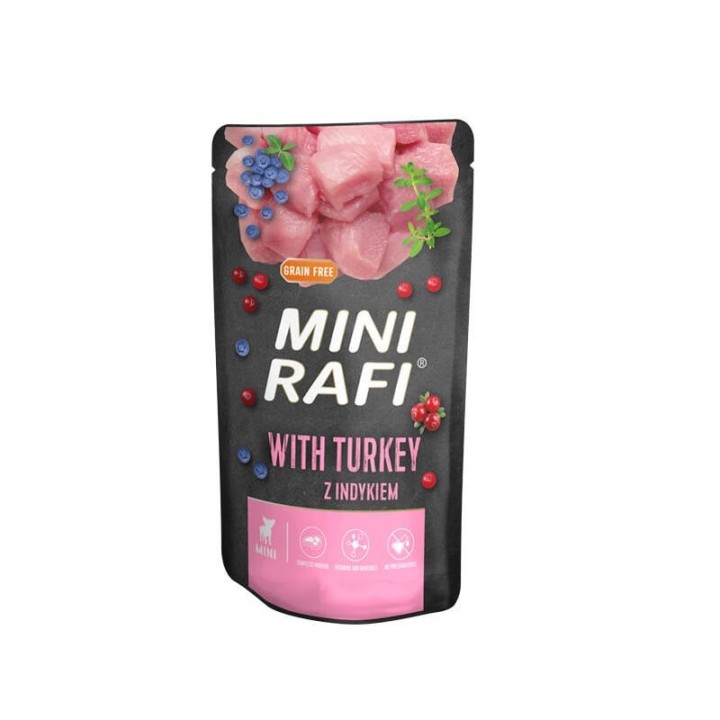 RAFI Mini Nassfutter mit Pute, Heidelbeeren und Preiselbeeren für kleine Rassen 150g