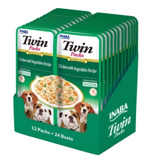 INABA Dog Twin Huhn, Gemüse in Brühe für Hunde 24x40 g