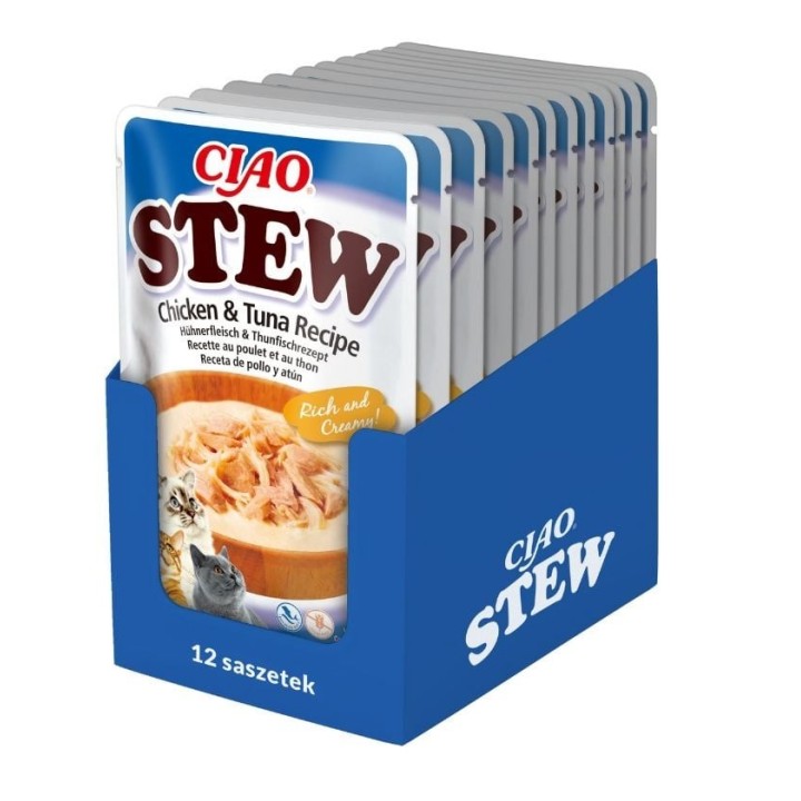 INABA CIAO Stew Hühner- und Thunfischgericht für Katzen 12x40 g
