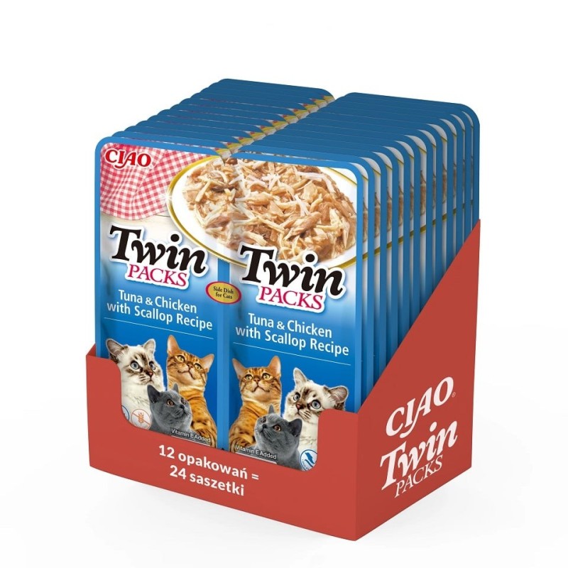 INABA Twin Thunfisch mit Huhn und Jakobsmuscheln in Brühe für Katzen 24x40 g