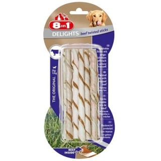 8in1 Delights Beef Twisted Sticks XS 10 Pack