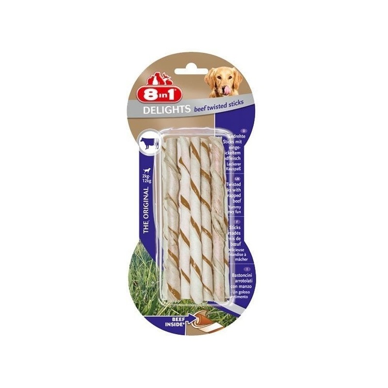 8in1 Delights Beef Twisted Sticks XS 10 Pack